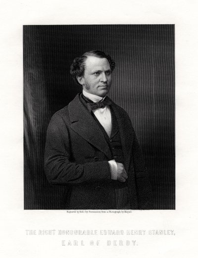 Edward Henry Stanley, 15° Conte di Derby, statista britannico, metà-fine XIX secolo da W. Holl