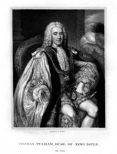 Thomas Pelham-Holles, 1° Duca di Newcastle-upon-Tyne, statista Whig britannico, 1831 da W. Holl