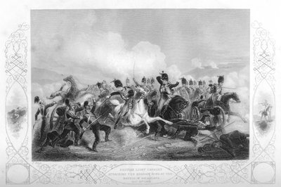 Cavalleria leggera che attacca i cannoni russi a Balaclava durante la Guerra di Crimea, 1854 1857 da W. Hulland