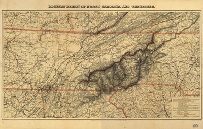 Regione montuosa della Carolina del Nord e del Tennessee da W. L.; Lindenkohl Nickolson