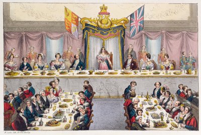 La regina Vittoria (1819-1901) beve alla salute dei cittadini di Londra al banchetto della Guildhall, 1837 da W. Lake