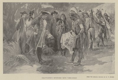 Intervista di Oglethorpe con Tomochichi (litografia) da W. P. Snyder