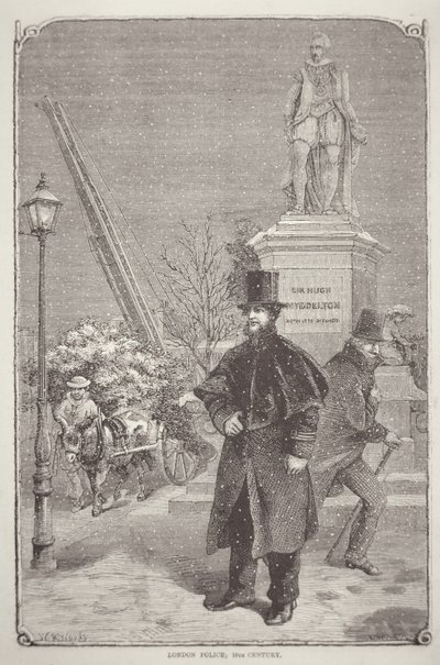 Poliziotto di Londra degli anni 1850 (incisione) da W. R. (after) Woods
