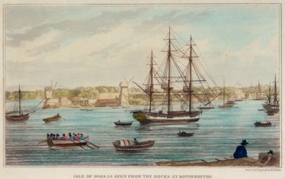 Isola dei Cani vista dai moli di Rotherhithe da W. Timms