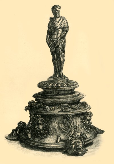 Calamaio in bronzo con figurina di un imperatore romano da W. W. McCarty