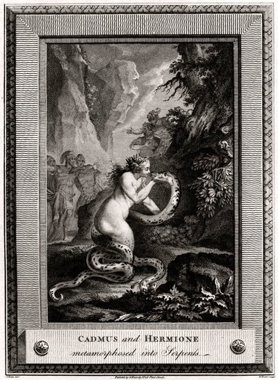 Cadmo e Ermione, trasformati in serpenti, 1776 da W. Walker