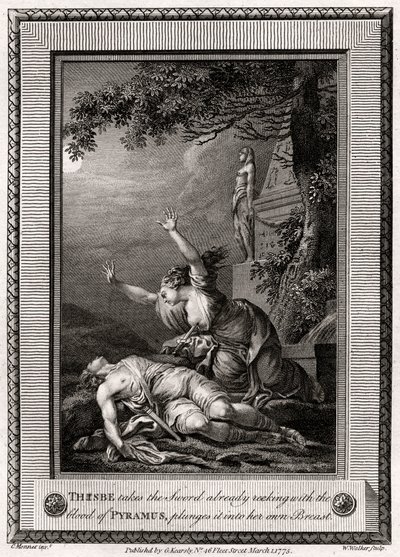 Thisbe prende la spada già intrisa del sangue di Pyramus e la immerge..., 1775 da W. Walker