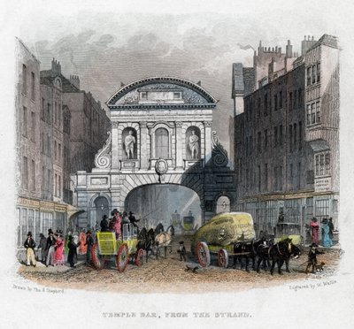 Temple Bar, dallo Strand, Londra, 1829 da W. Wallis