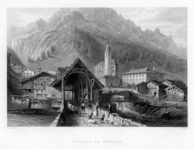Villaggio di Splugen, Svizzera, 1834 da W. Wallis