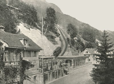 Punto di partenza della Ferrovia del Pilatus, Alpnachstad, Svizzera da W and S Ltd