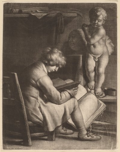 Giovane artista con una statua di Cupido da Wallerant Vaillant