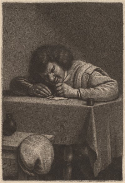 Un uomo che scrive a un tavolo da Wallerant Vaillant after Adriaen Brouwer