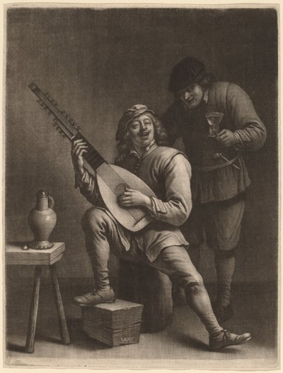 Il suonatore di liuto e il bevitore da Wallerant Vaillant after David Teniers the Younger