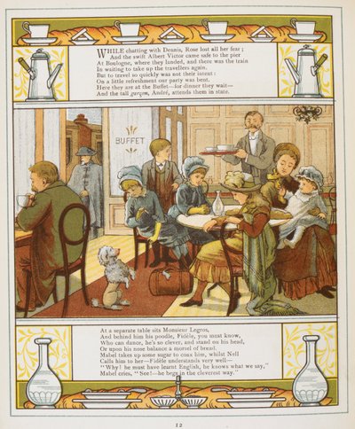 Una famiglia che si rinfresca in un buffet da Walter Crane