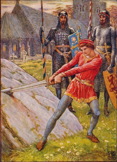 Artù estrae la spada dalla roccia, 1911 da Walter Crane