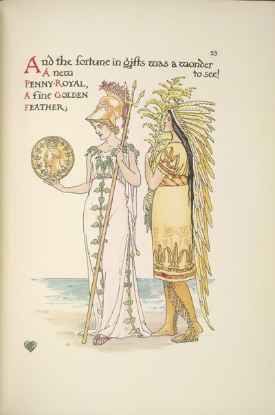 Britannia e una donna in costume nativo americano da Walter Crane