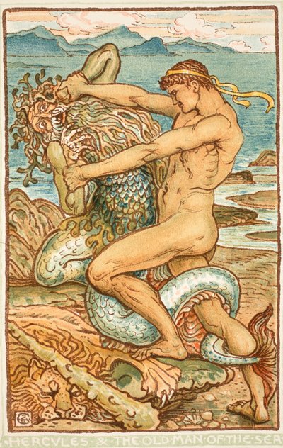 Ercole e il Vecchio del Mare, illustrazione da 