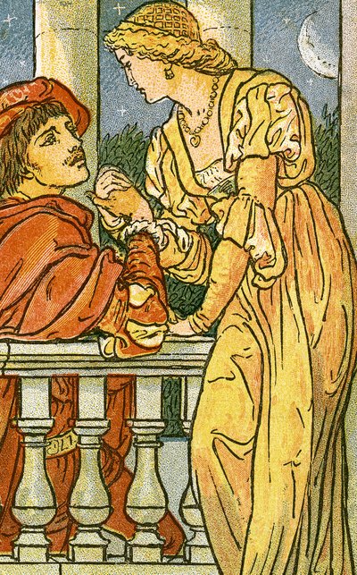 Now, Oh, Now, I Needs Must Part, illustrazione della canzone da Pan-Pipes, A Book of Old Songs, Newly Arranged and with Accompaniments by Theo. Marzials, pubblicato a Londra da George Routledge & Sons, 1884 da Walter Crane