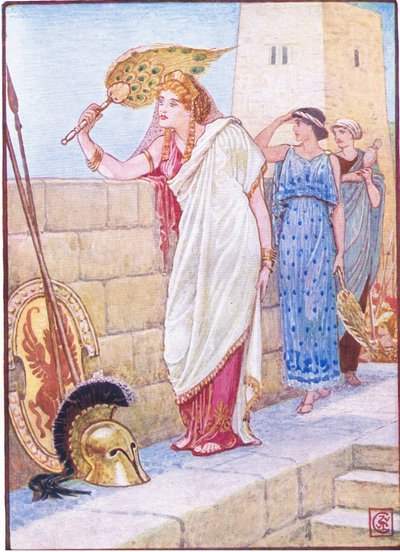 Spesso si fermava sulle mura di Troia (illustrazione da La storia della Grecia, anni 