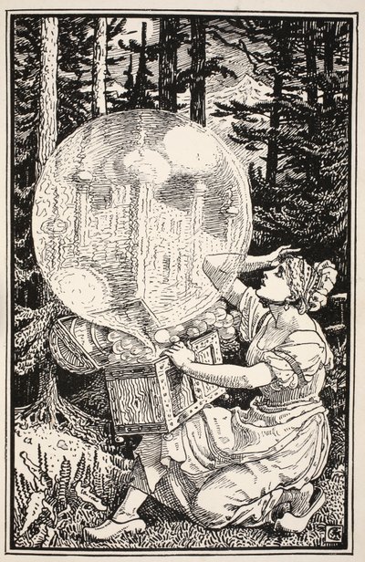 Uscì una cupola di vetro come una bolla di sapone, che si alzava in aria, illustrazione da 
