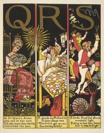 QRS- Q per Queen Anne; R sta per Richard & Robert; e S per la lumaca da Walter Crane