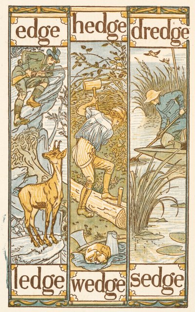 Parole in rima che finiscono con la lettera E. The Golden Primer da Walter Crane