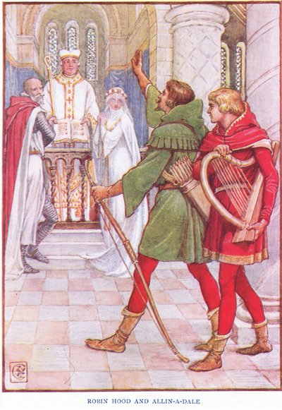 Robin Hood e Alan-a-Dale, c.1920 da Walter Crane