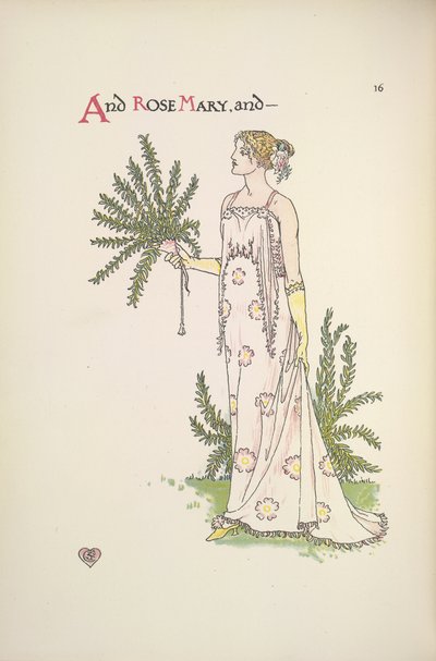 Rose Mary. Una giovane donna che tiene una pianta da Walter Crane