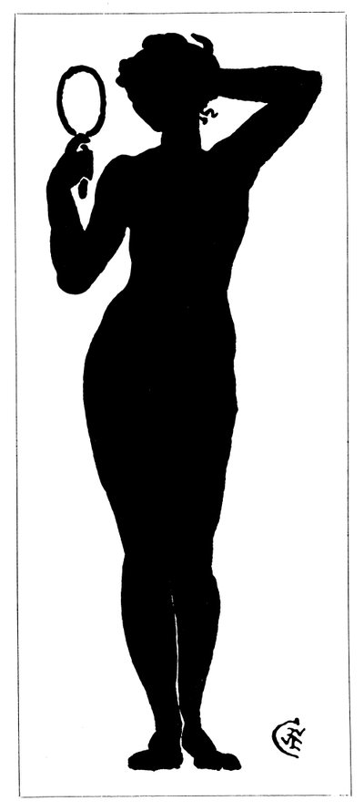 Silhouette di donna nuda che tiene uno specchio da Walter Crane