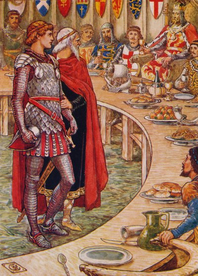 Sir Galahad è portato alla corte di Re Artù, 1911 da Walter Crane
