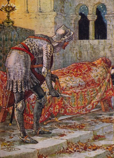 Sir Lancillotto nella Cappella Pericolosa, 1911 da Walter Crane