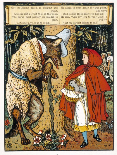 Cappuccetto Rosso (incontro con il lupo) - di John Lane, Picture Books di Walter Crane, Londra e New York, inizio XX secolo da Walter Crane