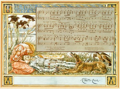 I tre corvi: Disegno per un libro di canzoni da Walter Crane