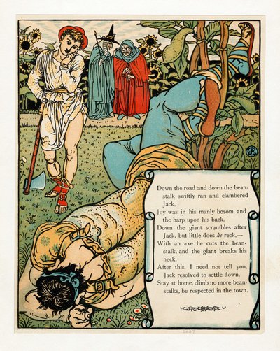 Il gigante si rompe il collo, dal libro illustrato di Barbablù da Walter Crane