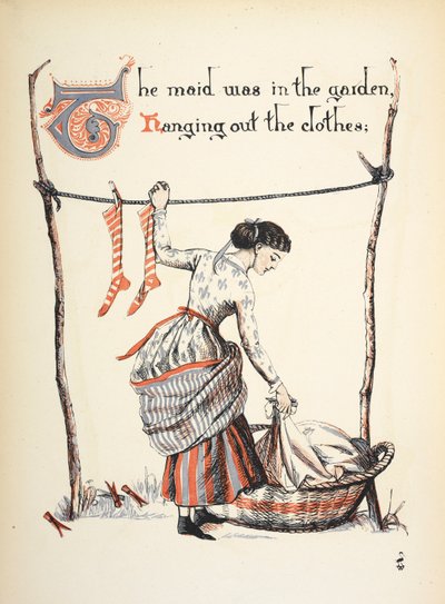 La cameriera era in giardino a stendere i panni da Walter Crane