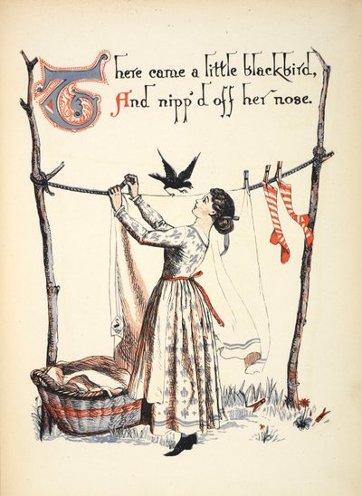 Arrivò un piccolo merlo e le mozzò il naso. da Walter Crane