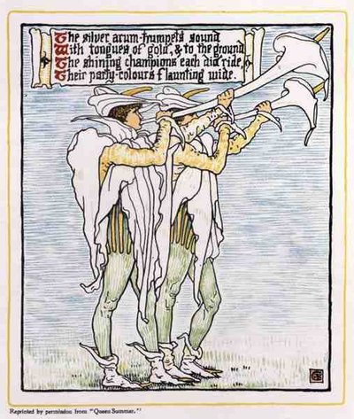 Trombettieri con Gigli, da Queen Summer da Walter Crane