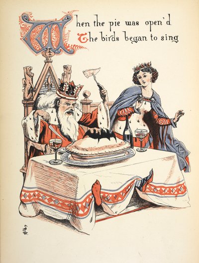 Quando la torta fu aperta, gli uccelli iniziarono a cantare. da Walter Crane