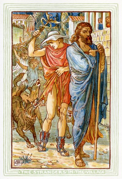 Zeus e Hermes travestiti da contadini da Walter Crane