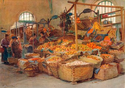 Bancarella di frutta, Mercato di Mentone da Walter Frederick Roofe Tyndale