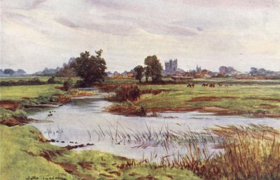 Wessex: Il fiume Stour, Wimborne Minster in lontananza da Walter Frederick Roofe Tyndale