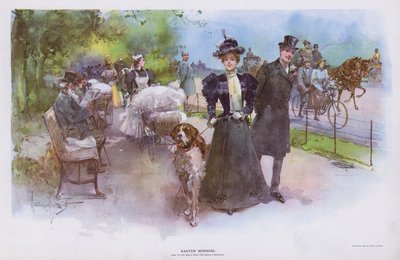 Mattina di Pasqua: donna che passeggia con il suo cane da Walter Granville Smith