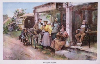 Nuove facce in vecchi luoghi: un gruppo di ciclisti che si rinfrescano in una locanda lungo la strada da Walter Granville Smith