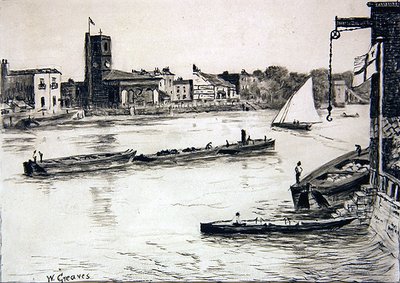 Vecchia Chiesa di Chelsea da Battersea da Walter Greaves