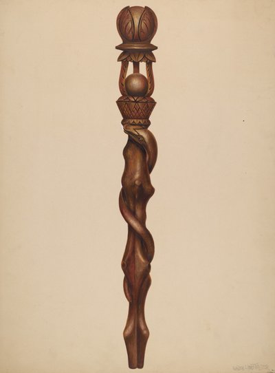 Scultura di boscaiolo con scettro, c. 1938 da Walter Hochstrasser