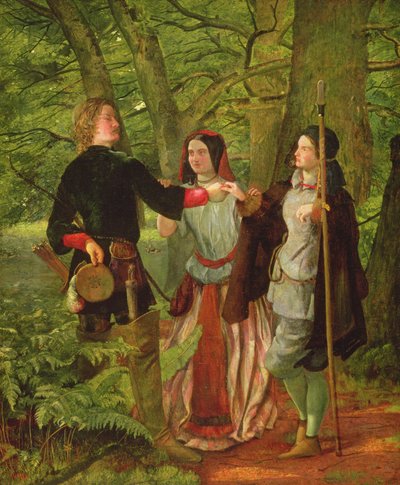 Come vi piace - Atto IV Scena I - Rosalind istruisce Orlando nella cerimonia del matrimonio o Il matrimonio finto di Orlando e Rosalind da Walter Howell Deverell