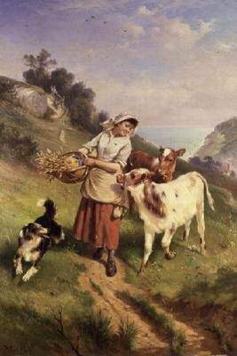 Ragazza con due vitelli da Walter Hunt