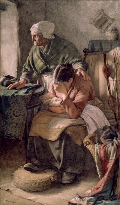 "Ma gli uomini devono lavorare e le donne devono piangere", 1883 da Walter Langley
