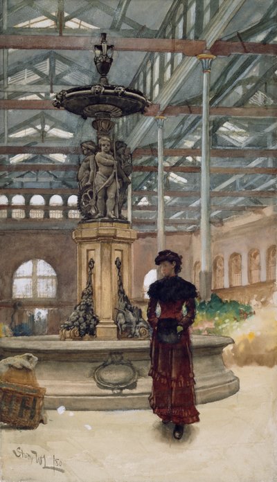 Vecchia sala del mercato e fontana, Birmingham, 1880 da Walter Langley