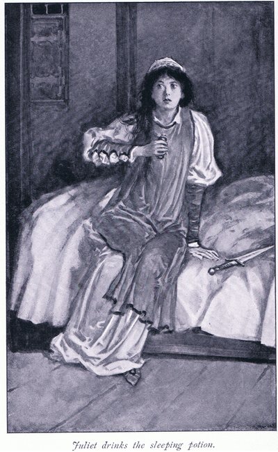 Giulietta beve la pozione del sonno da Walter Paget